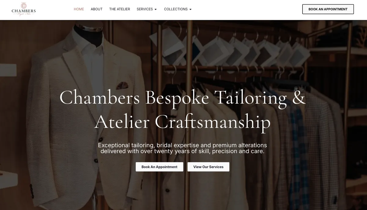 The Chambers Bespoke Tailors website